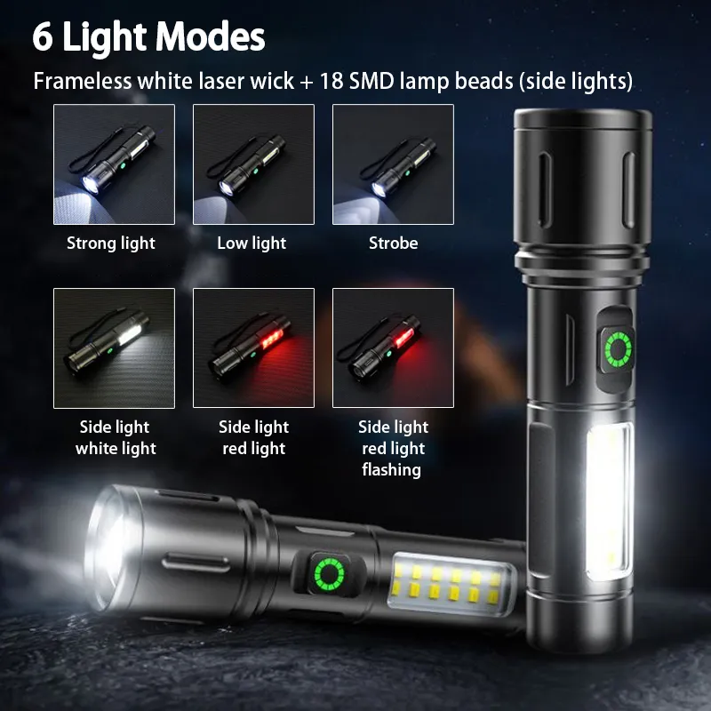 Super Bright Waterproof Aluminum Torch Tactical LED Rechargeable Flashlights