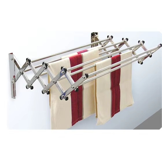 8 Layer Folding Stainless Steel Drying Rack Wall Mount Hanger